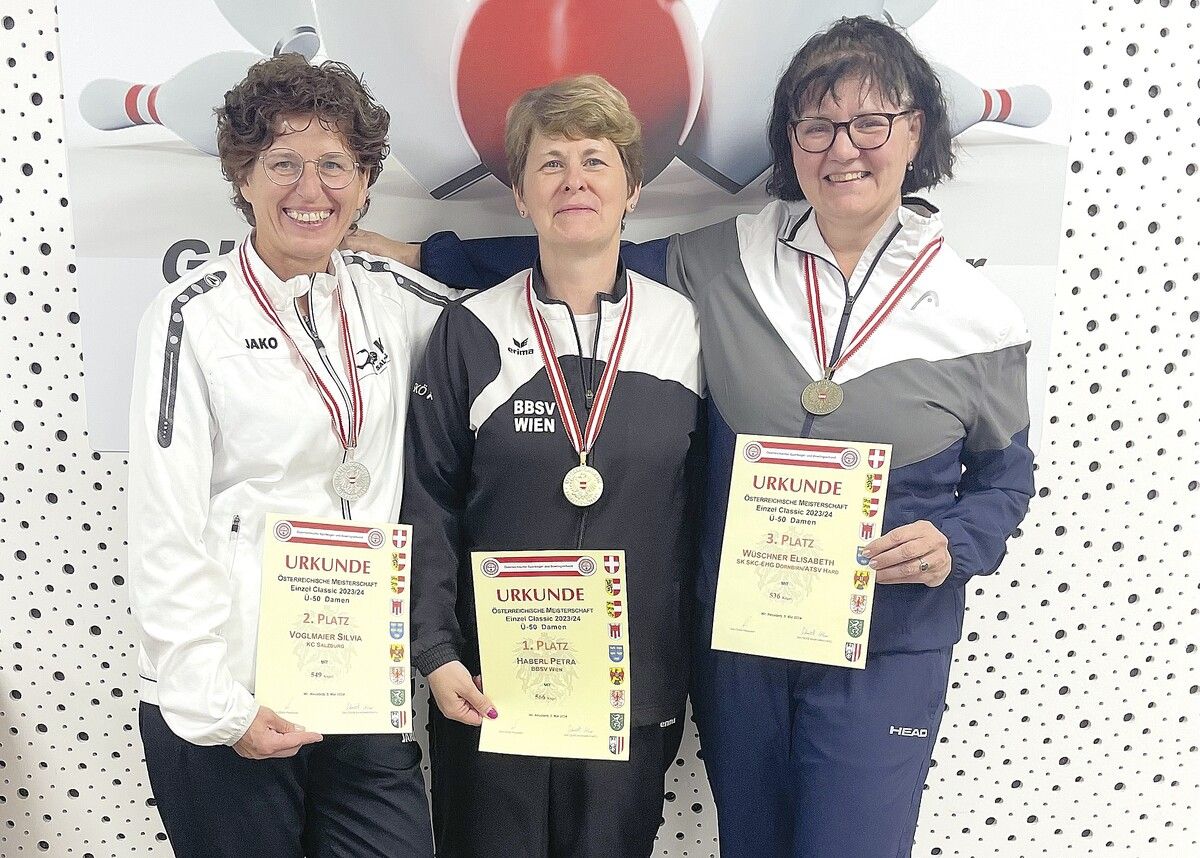 Elisabeth Wüschner (r.) freute sich über den dritten Rang bei den Sportkegelmeisterschaften. Nikolic