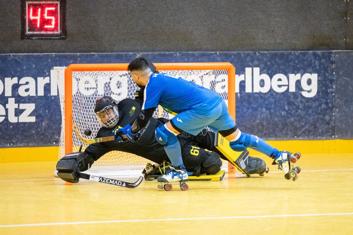 Im Cupfinale mussten sich Goalie Abraao Gomes Da Silva und der RHC Dornbirn Mitte März in eigener Halle gegen Diessbach mit 4:7 geschlagen geben. VN/Rhomberg