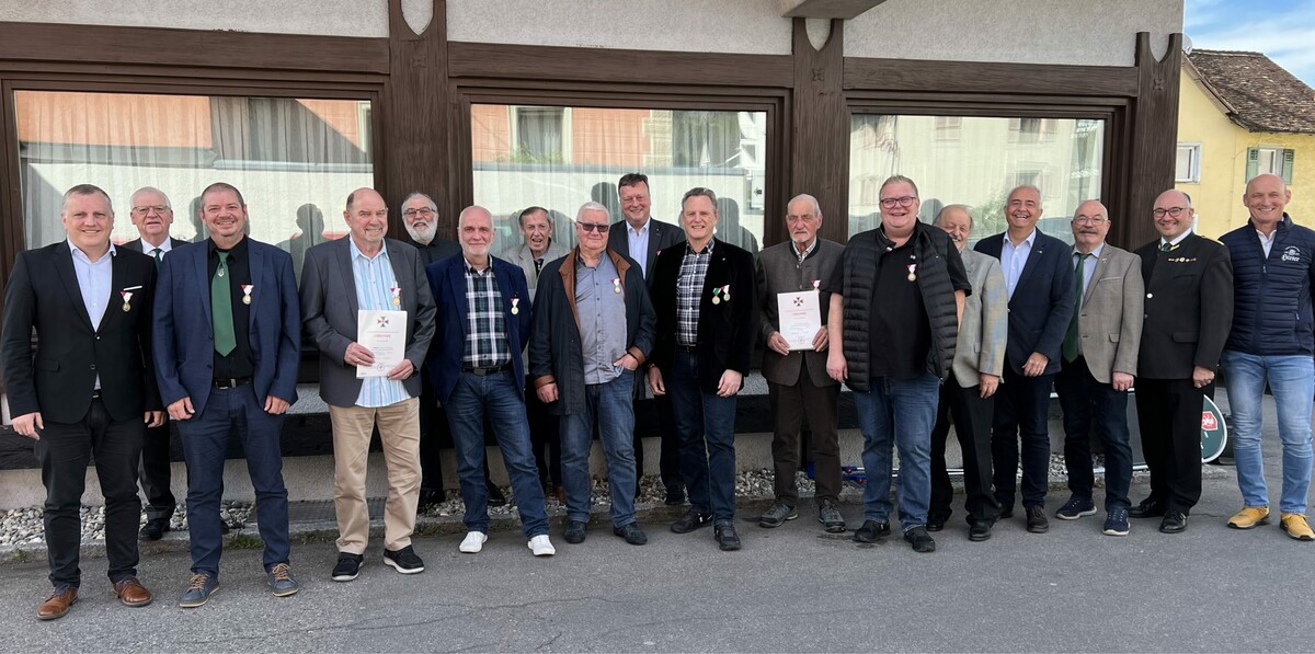 Insgesamt 19 Mitglieder des Kameradschaftsbunds wurden bei der diesjährigen Jahreshauptversammlung geehrt. mima
