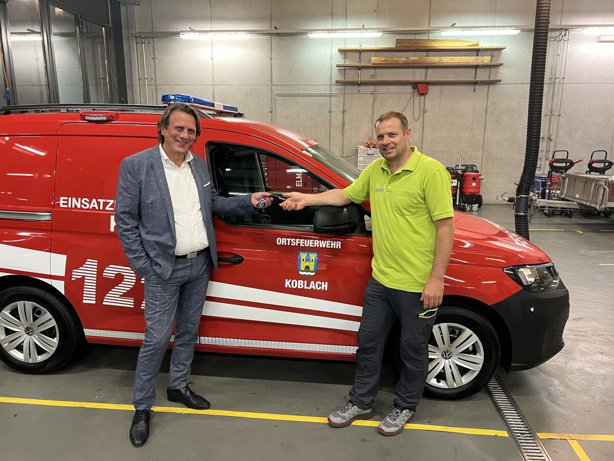 Mit dem neuen VW Caddy können die Einsatzleiter der Feuerwehr Koblach ihre Arbeit effektiv und zügig erledigen. Gemeinde Koblach