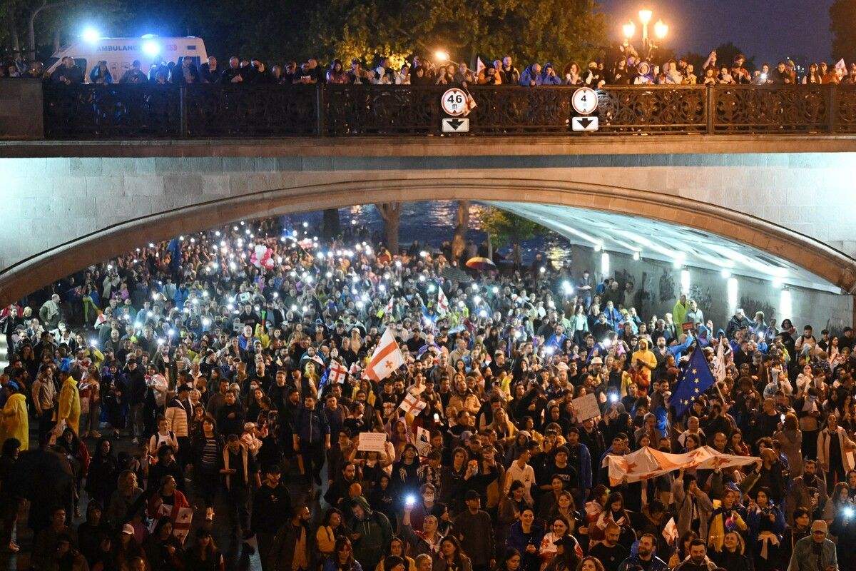 Monatelange Massenproteste in der georgischen Hauptstadt Tiflis begleiteten den Gesetzwerdungsprozess.AFP