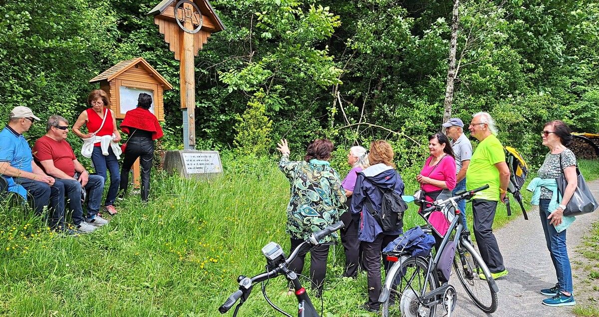 Die Jahrgänger 1954/55 genossen die Wanderung auf dem literarischen Wanderweg in Bludesch.Frastanzer jg