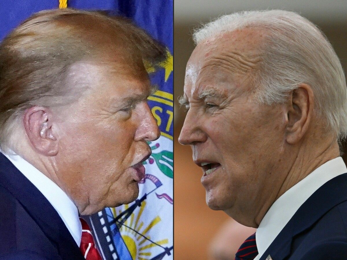 Donald Trump (l.) und US-Präsident Joe Biden stellen sich einem TV-Duell. AFP