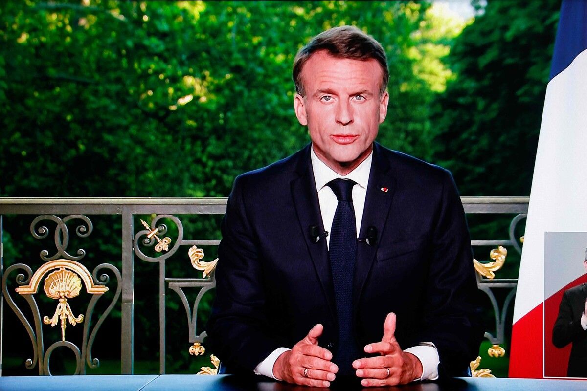 Frankreichs Staatspräsident Macron kündigte nach großen Verlusten bei der EU-Wahl die Auflösung der Nationalversammlung in einer Fernsehansprache an.  AFP