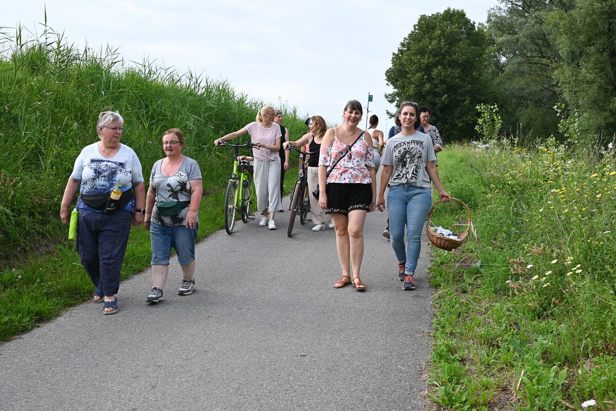 Iris Hollenstein und Sabine Simon veranstalteten zum zweiten Mal eine Wildkräuterwanderung entlang des Rheins.