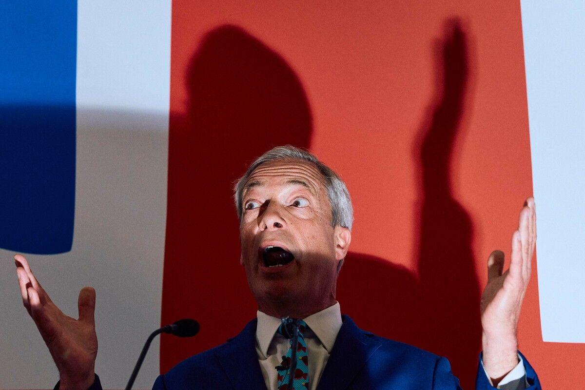Kein Theaterstück, sondern sein neues Wirtschaftsprogramm trägt Nationalpopulist Nigel Farage in London vor. AFP
