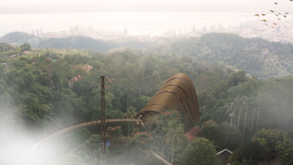 Bergstation auf dem Penang Hill: Der Biosphärenpark mit spektakulärer Aussicht ist bei Einheimischen und Touristen beliebt.Rendering Doppelmayr