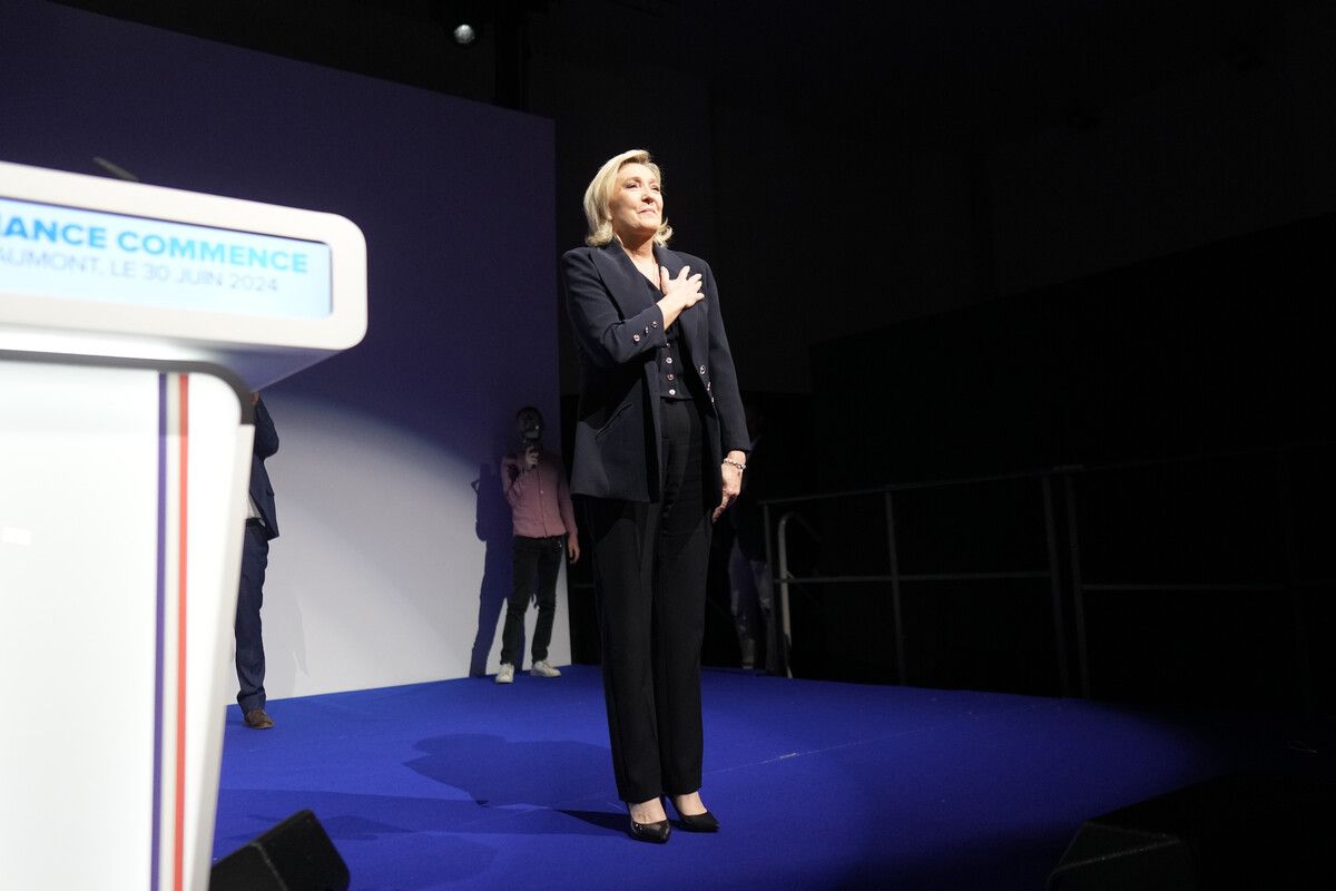 Das Rassemblement National rund um Parteichefin Marine Le Pen hatte am Wahlsonntag einiges zu feiern.AP