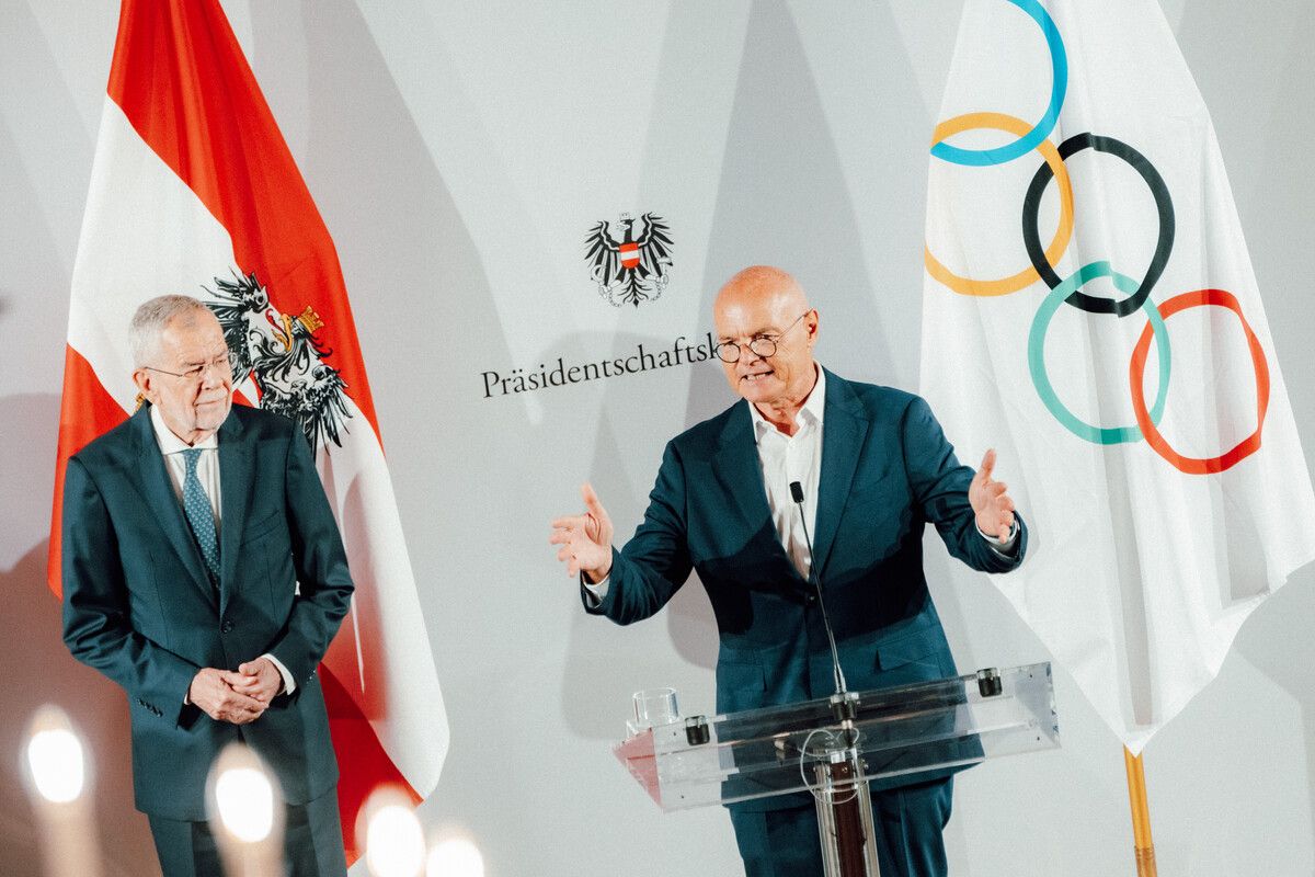 Der Dornbirner Karl Stoss bei der Verabschiedung der österreichischen Delegation bei Bundespräsident Alexander van der Bellen.Gepa