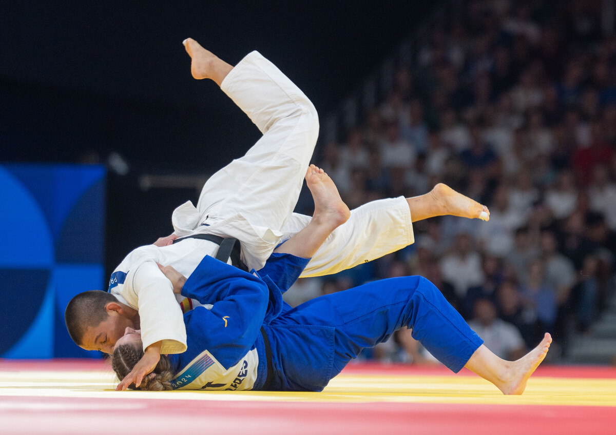 Der erfolgsbringende Angriff von Polleres im Duell um Bronze.APA