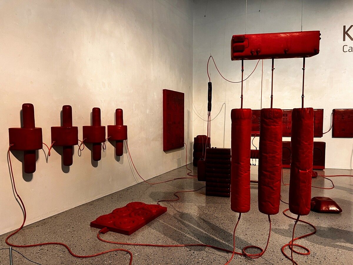 Die 31-teilige Installation „Kraftwerk“ von Carmen Pfanner ist im Atrium des vorarlberg museums zu sehen.andreas marte
