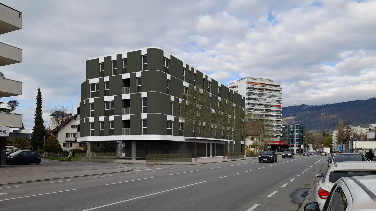 So wird der Wohnkomplex aussehen, wenn man Richtung Bregenz fährt. FA