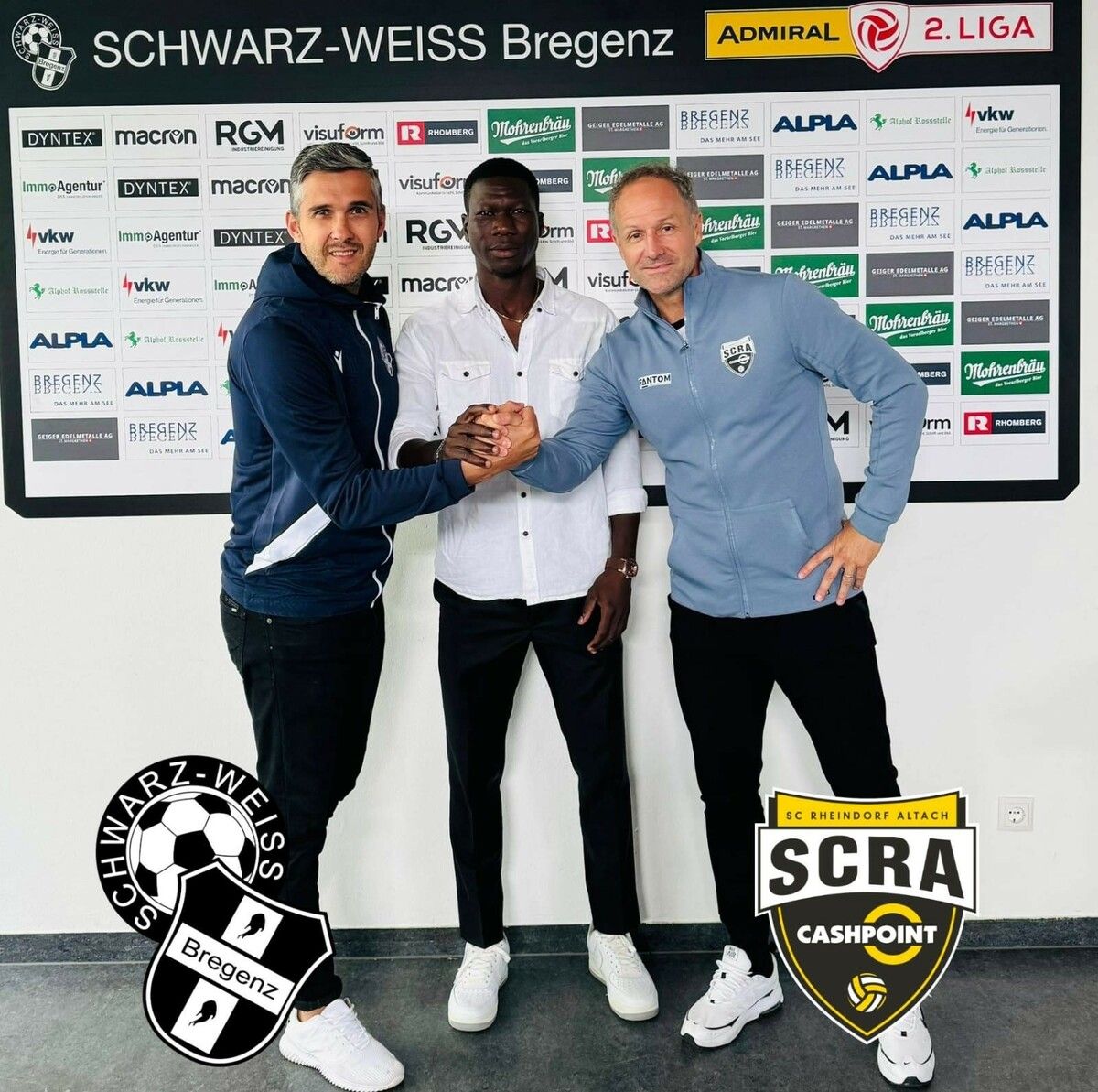 SWB-Sportdirektor Predrag Zivanovic mit Djawal Kaiba und Roland Kirchler (SCRA).SW