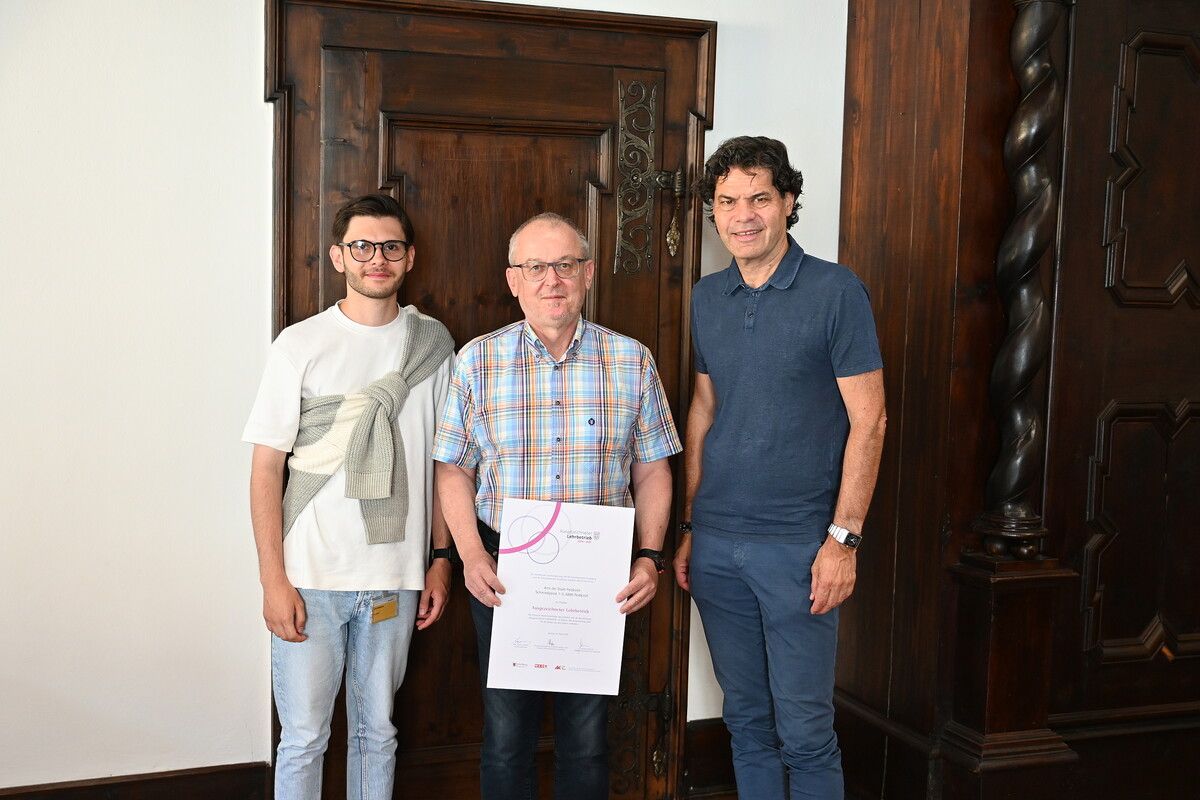Tobias Ammann, Lehrlingskoordinator der Stadt Feldkirch, mit Personalleiter Wolfgang Maier und Bürgermeister Manfred Rädler.stadt fk