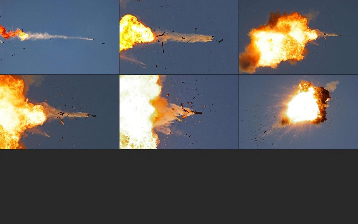 Die Bildkombination zeigt, wie eine Hisbollah-Drohne von der israelischen Luftwaffe über Nordisrael abgefangen wird.⇒AFP