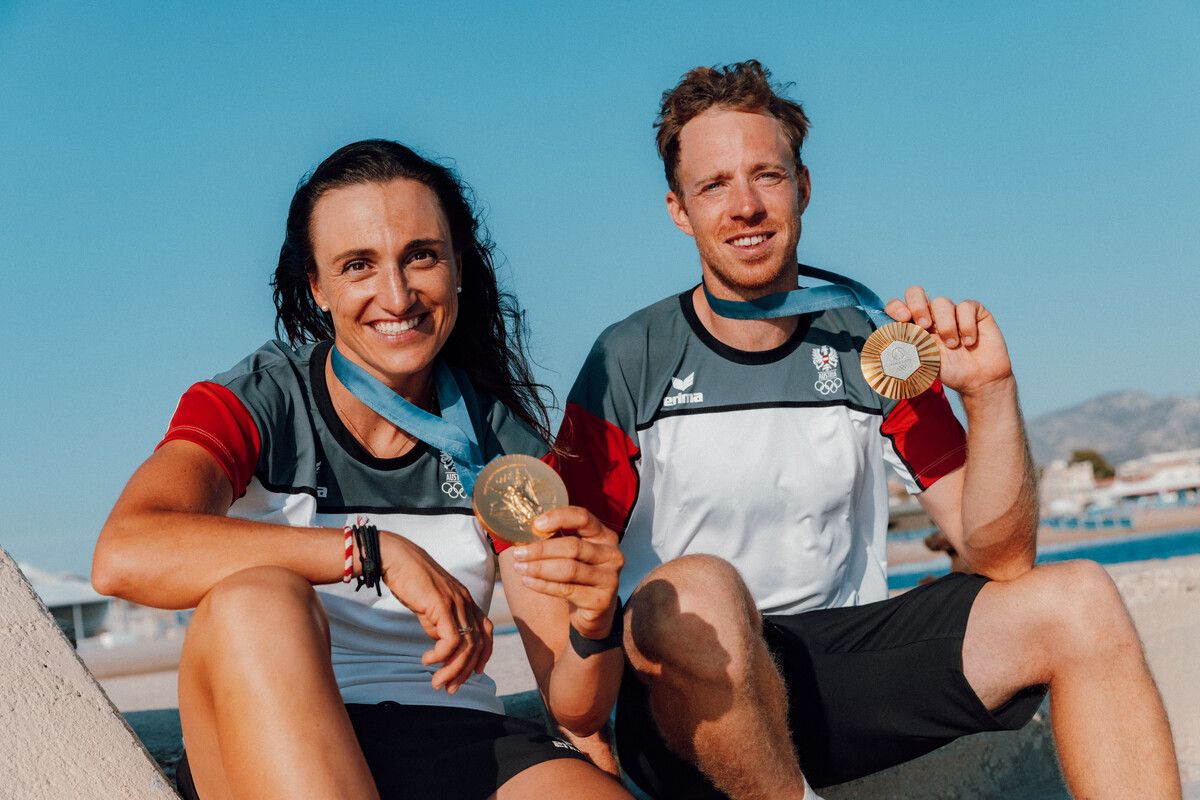 Die Olympiasieger Lara Vadlau und Lukas Mähr werden in Bregenz geehrt.⇒Michael Meindl