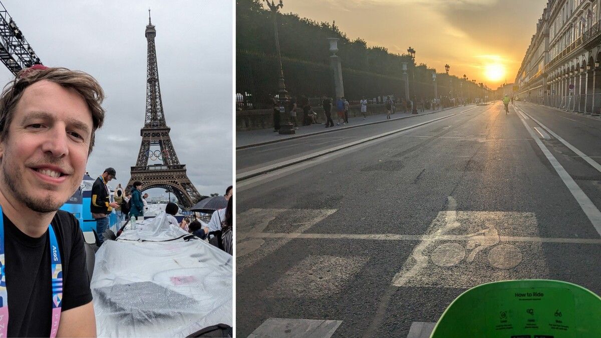 Die Rue de Rivoli entlang des Jardin des Tuileries ist nicht nur bei Sonnenuntergang ein Paradies für Fahrradfahrer.Emerich