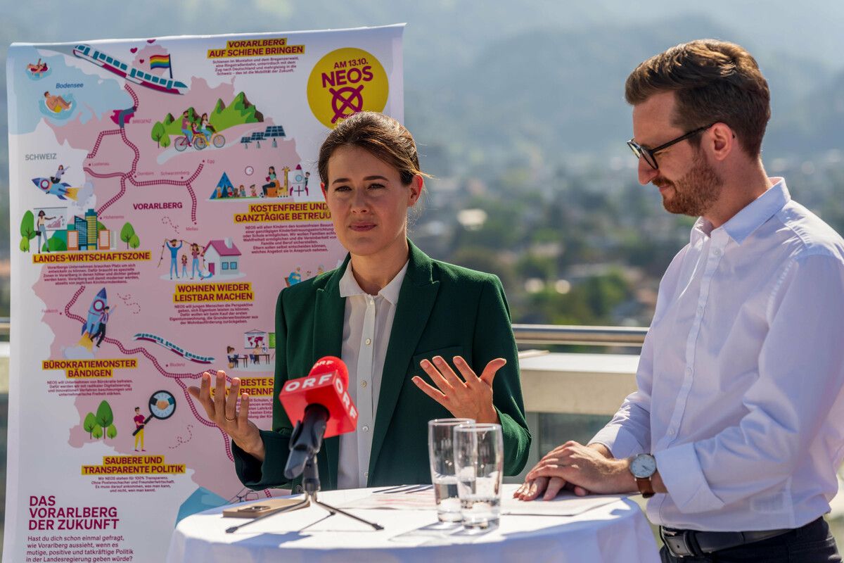 Gamon und Gasser präsentieren ihre Pläne für Vorarlberg. ⇒VN/Stiplovsek
