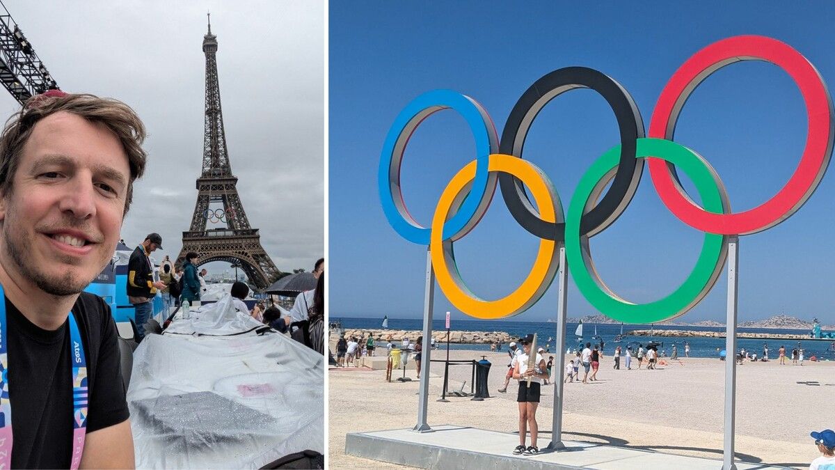 Im Hafen von Marseille stehen die Olympischen Ringe.⇒Emerich