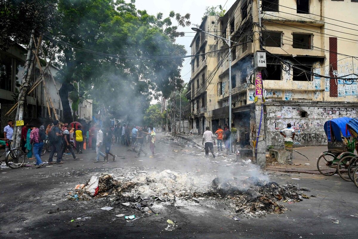 Nur vereinzelt liefen die Demonstrationen in Dhaka weiter.⇒AFP