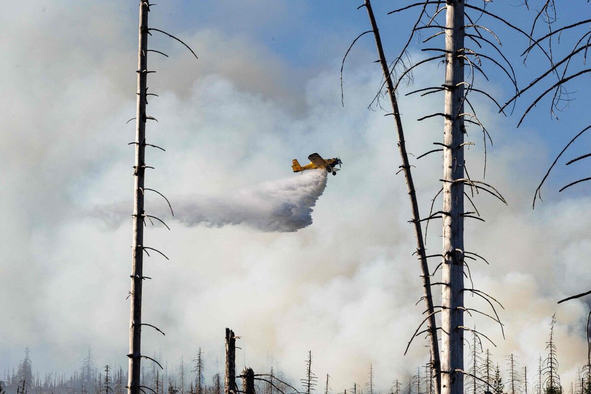 Am Brocken kamen auch Löschflugzeuge zum Einsatz.⇒APA