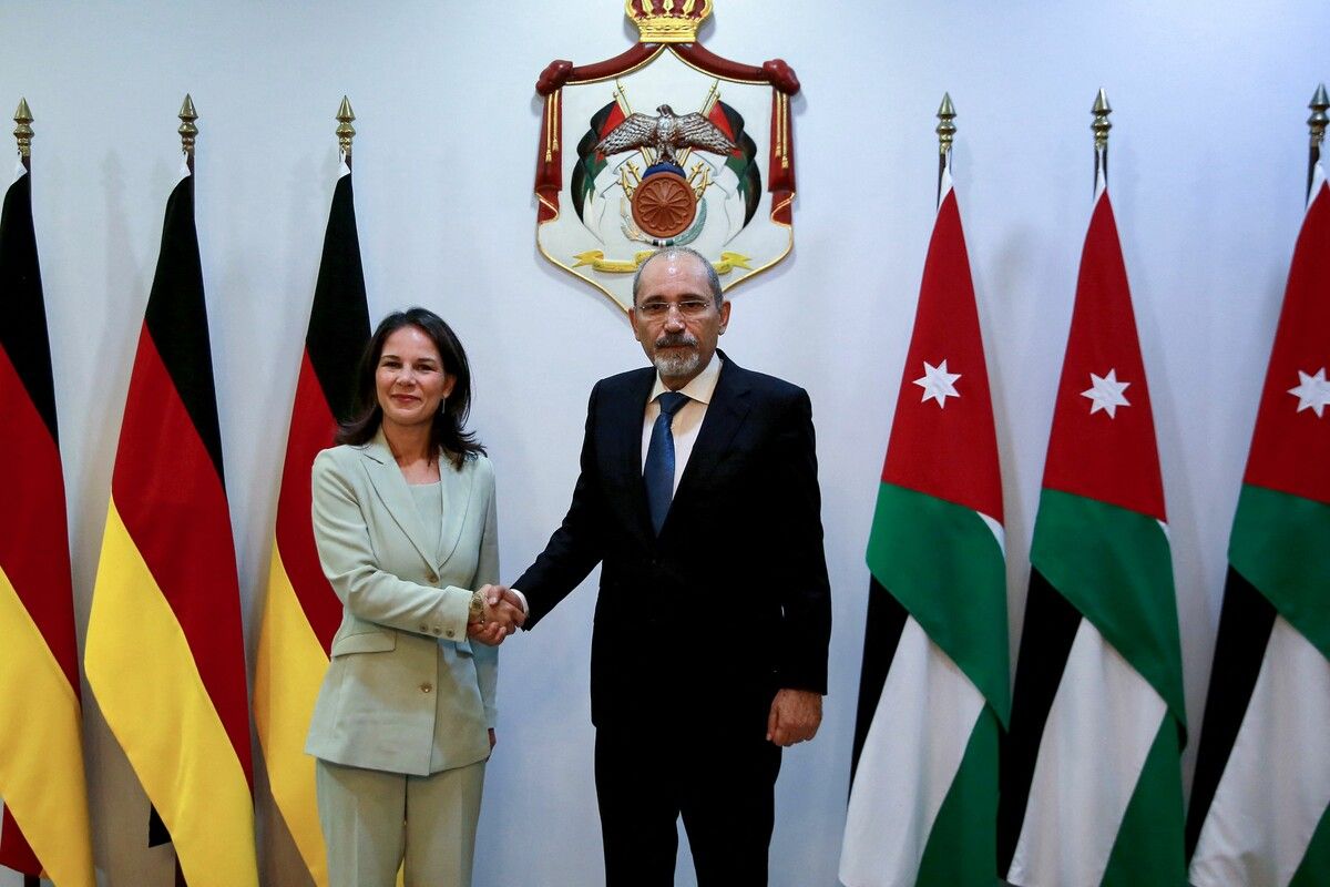 Die deutsche Außenministerin Annalena Baerbock trifft auf ihrer Nahostreise auch Jordaniens Außenminister Aiman al-Safadi. AFP