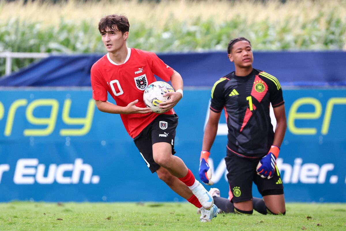 Fabio Ebner traf für Österreich U16-nationalteam zum 2:3 gegen Deutschland.⇒gepa
