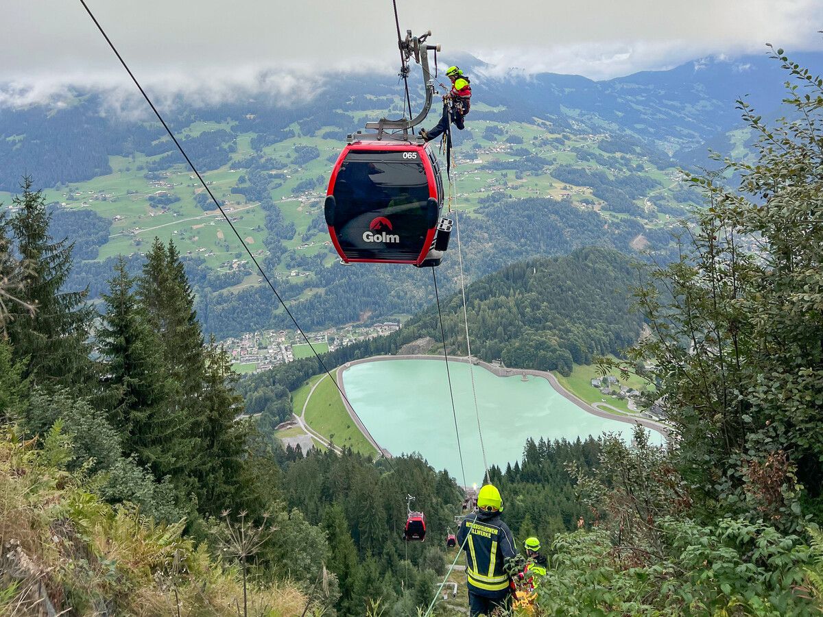 Für die Übung wurde ein technischer Defekt der Seilbahn simuliert. ⇒STO