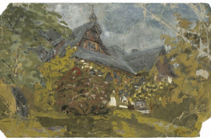 Gemälde der Gurtiser „Schlössle“- Villa aus der Familie Franke.