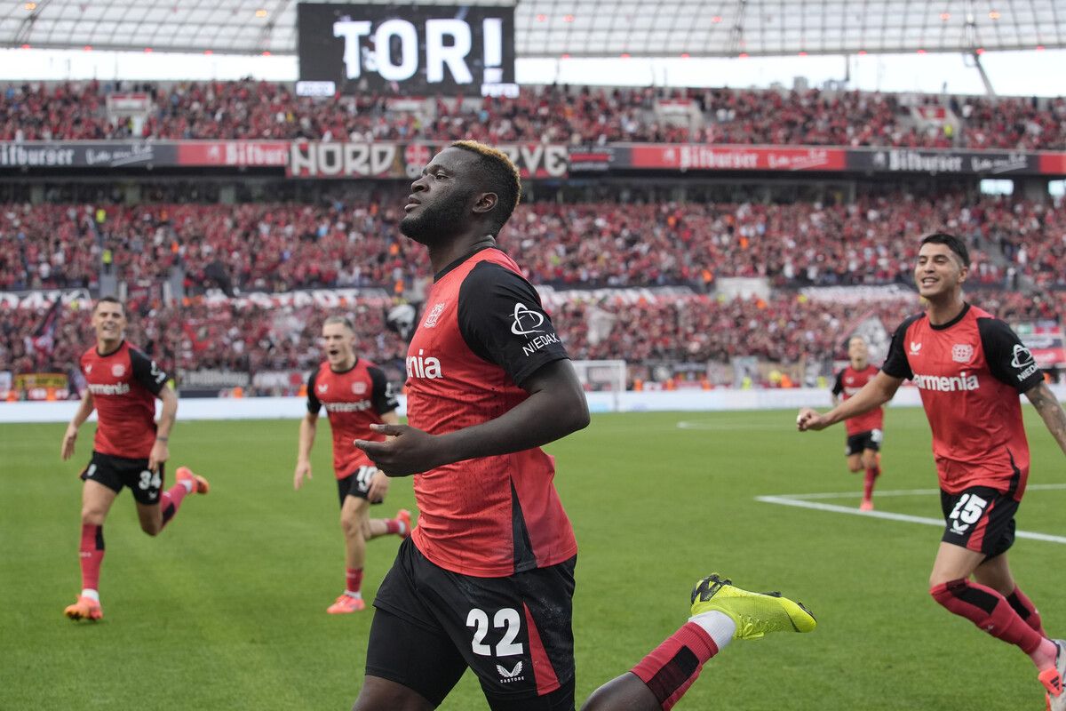 Victor Boniface sorgte für den späten Sieg von Bayer Leverkusen.⇒ap