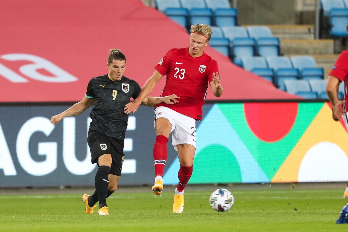 Vor fast genau vier Jahren gewann das ÖFB-Team durch einen Treffer von Marcel Sabitzer (l.) in Norwegen gegen Erling Haaland mit 2:1.⇒Gepa
