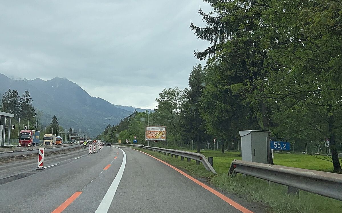 Die Bauarbeiten auf der A 14 im Bereich Nüziders gehen weiter. ⇒VMM
