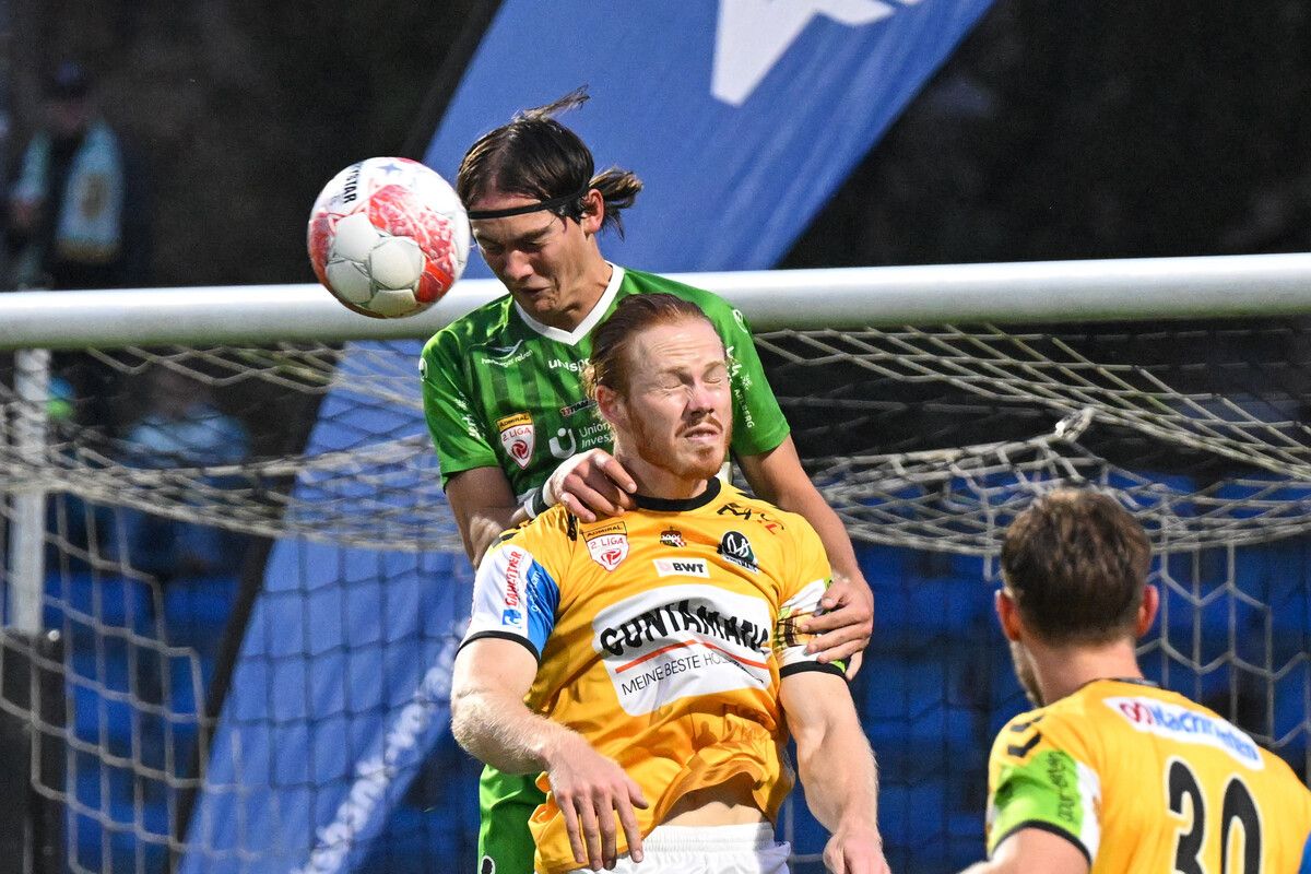 BREGENZ,AUSTRIA,18.OCT.24 - SOCCER - ADMIRAL 2. Liga. SC Austria Lustenau vs SV Ried. Image shows William Rodrigues, Robin Voisine (A.Lustenau), David Bumberger and Oliver Steurer (Ried). Photo: GEPA pictures/ Oliver Lerch