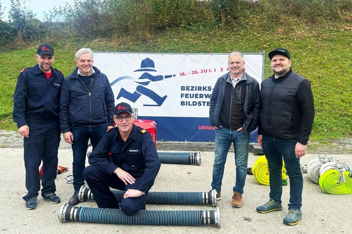 Das Organisationsteam der Feuerwehr und des Musikvereins mit Bgm. Walter Moosbrugger (2. v.r.) freute sich über die viele Gästen in Bildstein.⇒Natascha Moosbrugger