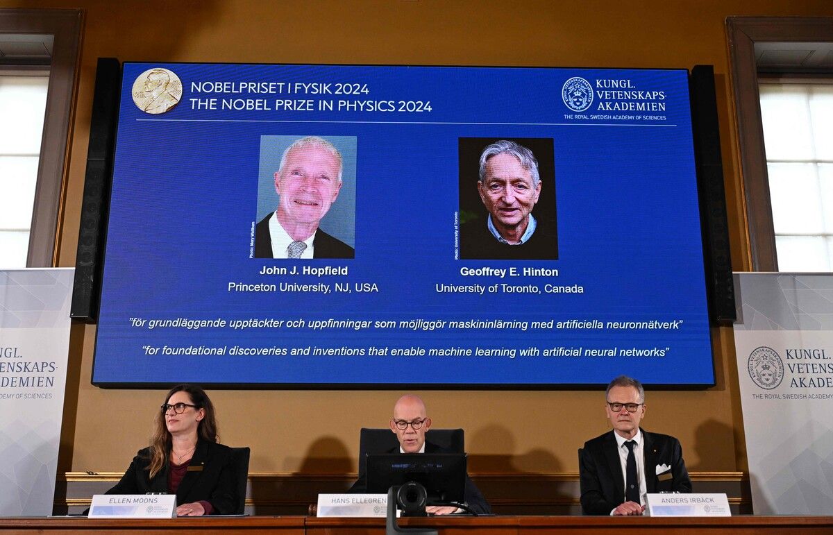 Der Physik-Nobelpreis geht an John Hopfield und Geoffrey Hinton.⇒afp