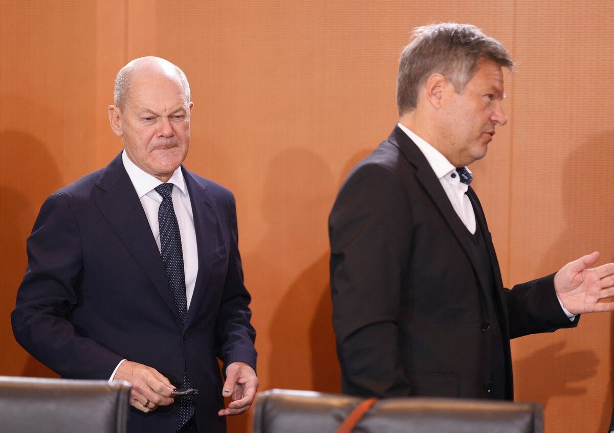 Showdown am Mittwochabend: Kanzler Scholz und Minister Habeck bei der Sitzung. Sie wollen nicht mehr mit der FDP ⇒AFP