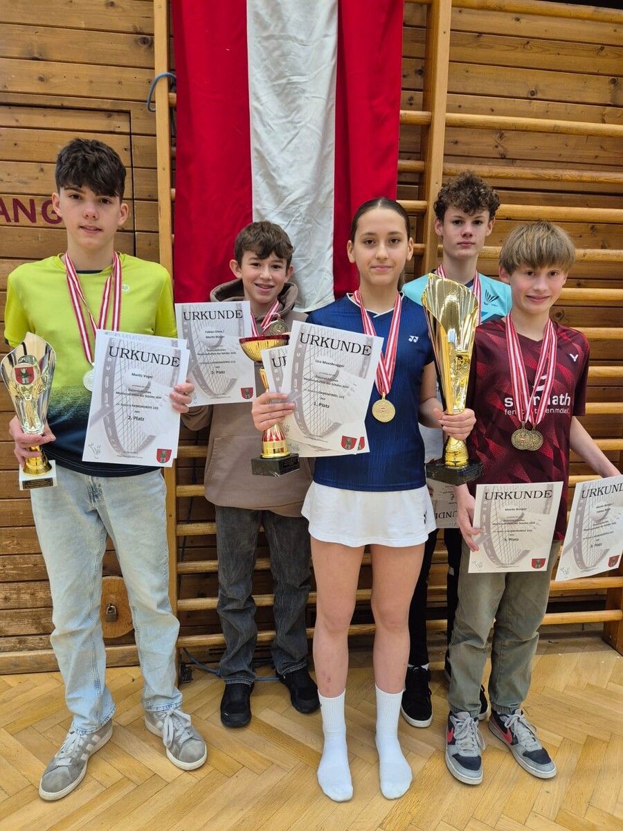 Die fünf Vorarlberger Medaillengewinner (v. l.): Moritz Vogel, Fabian Diem, Lisa Moosbrugger, Konrad Bechter und Moritz Bürger.⇒VBV
