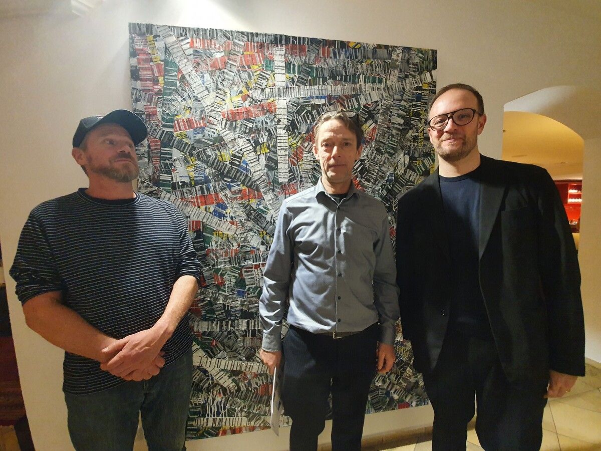 Die Protagonisten Christian Eisenberger, Gregor Koller und Manfred Wiplinger (Galerie Krinzinger). ⇒TSH