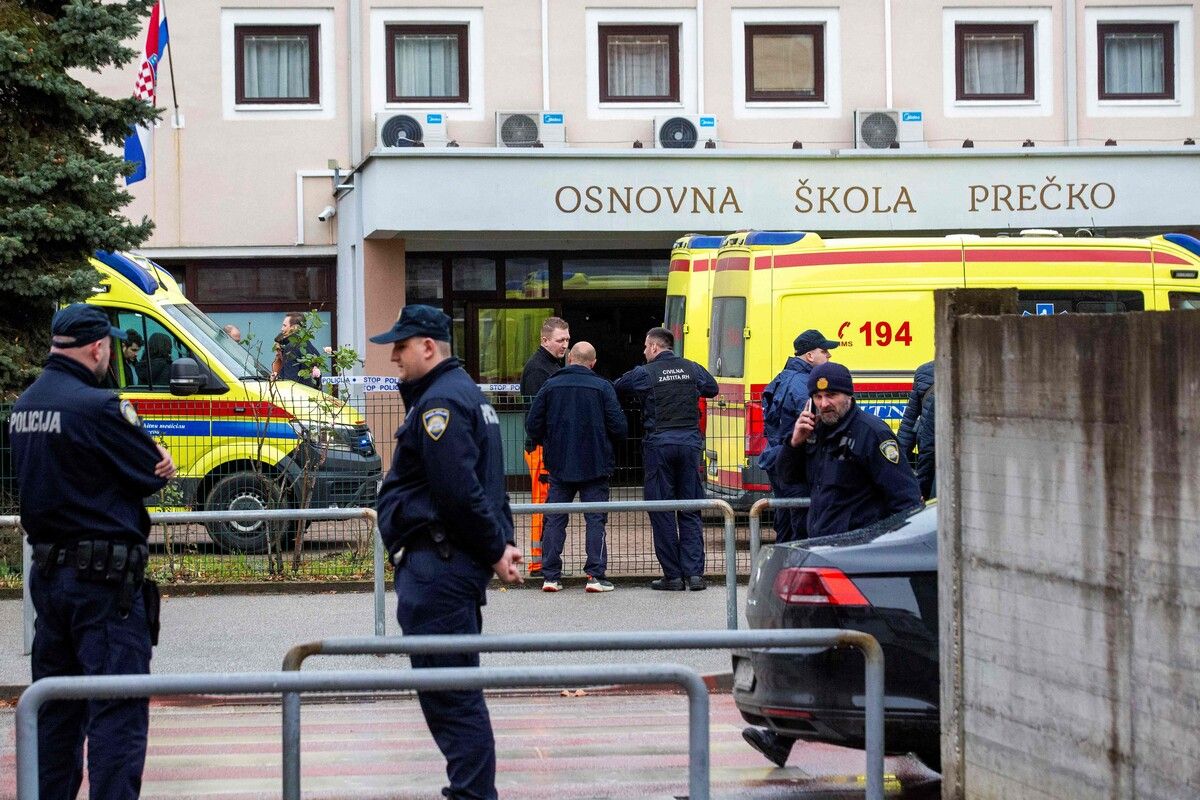 Die Tat an der kroatischen Schule wurde kurz vor 10 Uhr verübt.⇒AFP