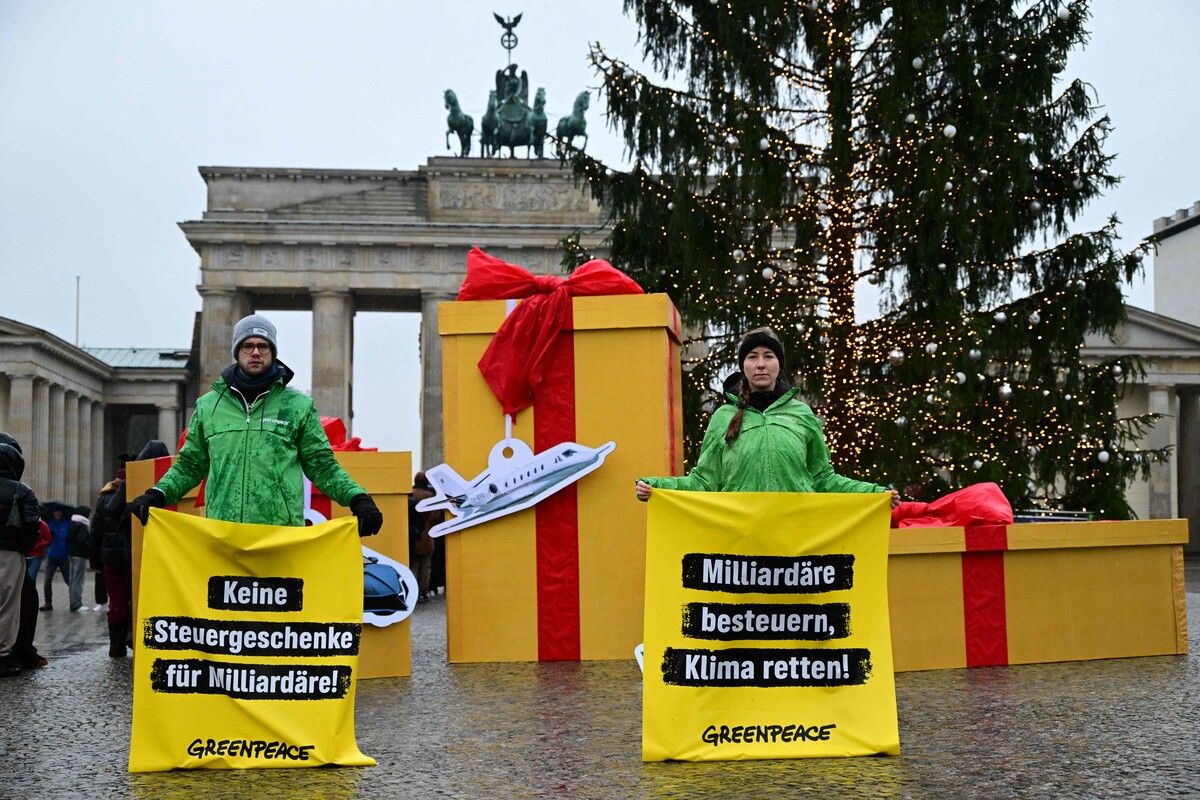 Greenpeace fordert in Deutschland „keine Steuergeschenke für Superreiche“. AFP