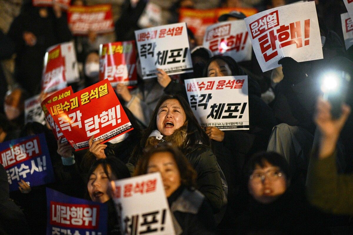 Viele Demonstranten wehrten sich in Südkorea gegen das Kriegsrecht.⇒AFP