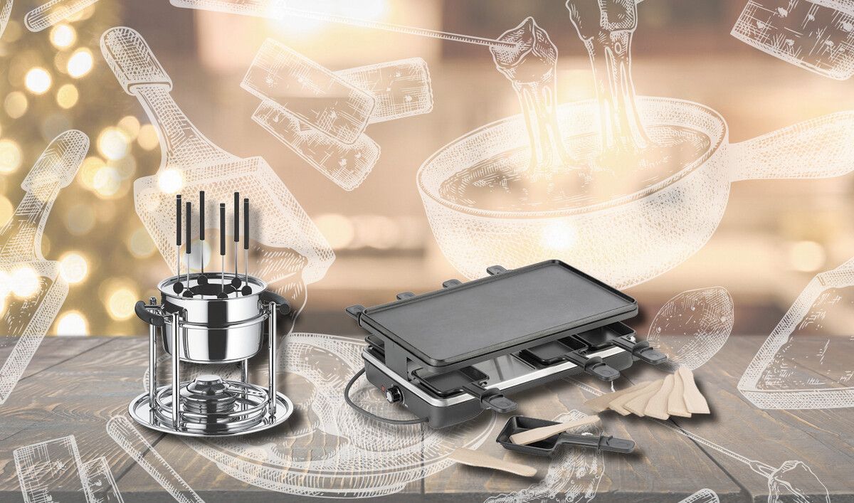 VN-Abonnent:innen können eines von fünf Geneva Raclette-Sets von Kela oder eines von fünf WMF Allegra Fondue-Sets gewinnen.⇒VN