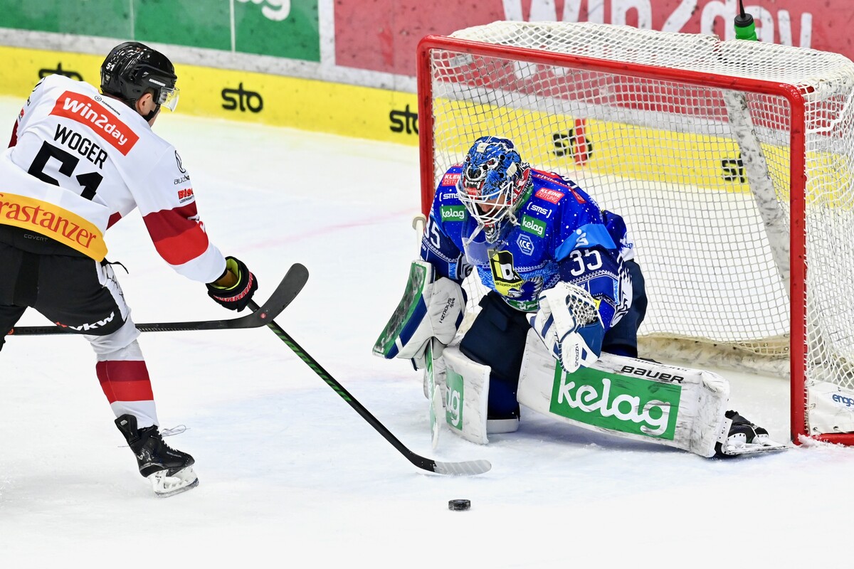 Wieder einmal scheiterten die Pioneers an der eigenen Chancenauswertung, wie hier Daniel Woger, der den Puck gegen Villach nicht im Tor unterbringen konnte.⇒stef
