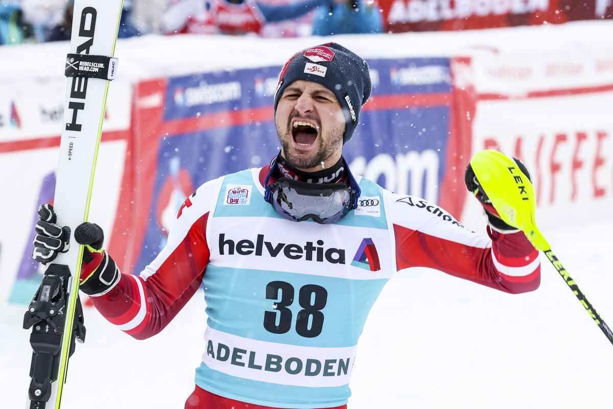 Der Warther Johannes Strolz feierte 2022 in Adelboden seinen Premierensieg im Ski-Weltcup und holte fünf Wochen später bei den Olympischen Winterspielen in Peking Gold in der Kombination und Silber im Slalom. ⇒GEPA