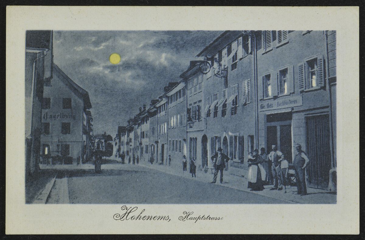 Eine Markstraßenszene auf einer Ansichtskarte vor 1914.