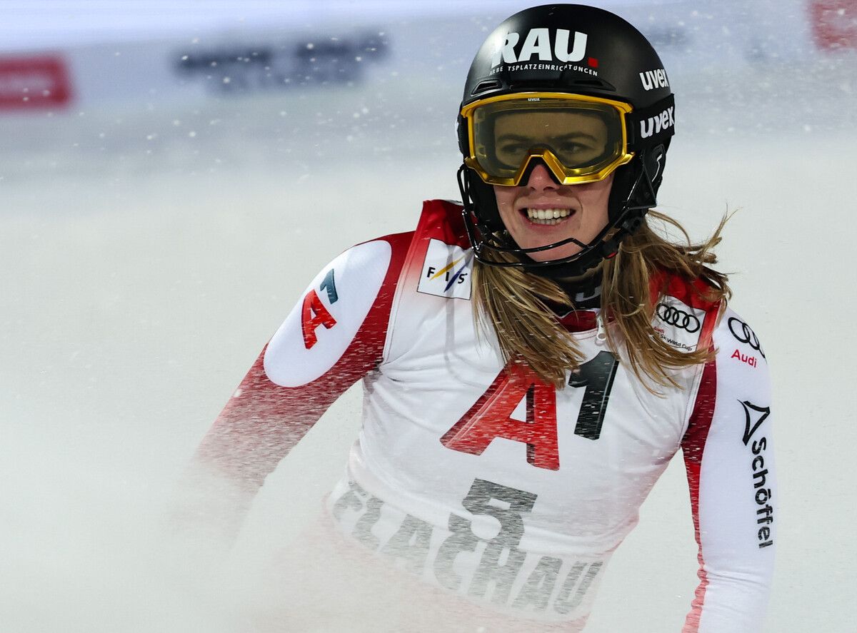 Zuletzt war die Göfnerin Katharina Liensberger in Flachau im Einsatz, startet heute in Courchevel wieder voll durch.⇒gepa