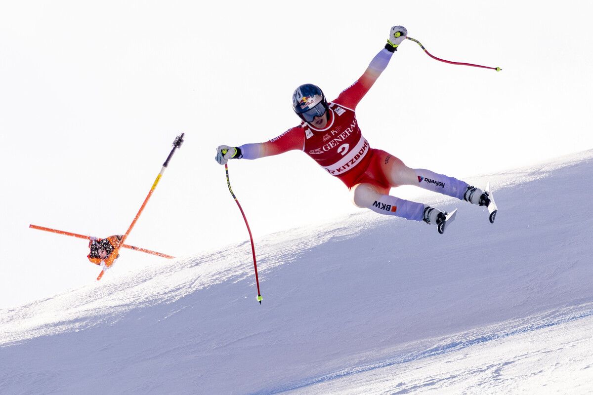 Franjo von Allmen gilt bei der heutigen Abfahrt in Kitzbühel als der größte Herausforderer von Dominator Marco Odermatt. ÖSV-Abfahrer nur mit Außenseiterchancen.⇒gepa