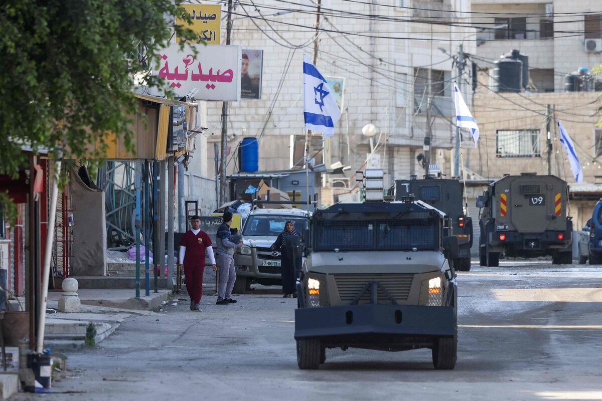 Israelische Kräfte fahren in Dschenin im Westjordanland auf. ⇒AFP