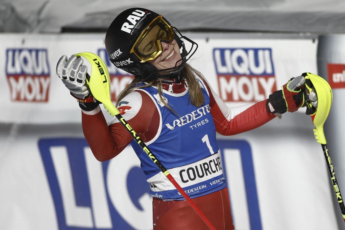 Katharina Liensberger fiel beim letzten Slalom vor der WM als Halbzeit-Dritte um eine Position zurück und verpasste um 0,16 Sekunden einen Podestplatz. ⇒AP