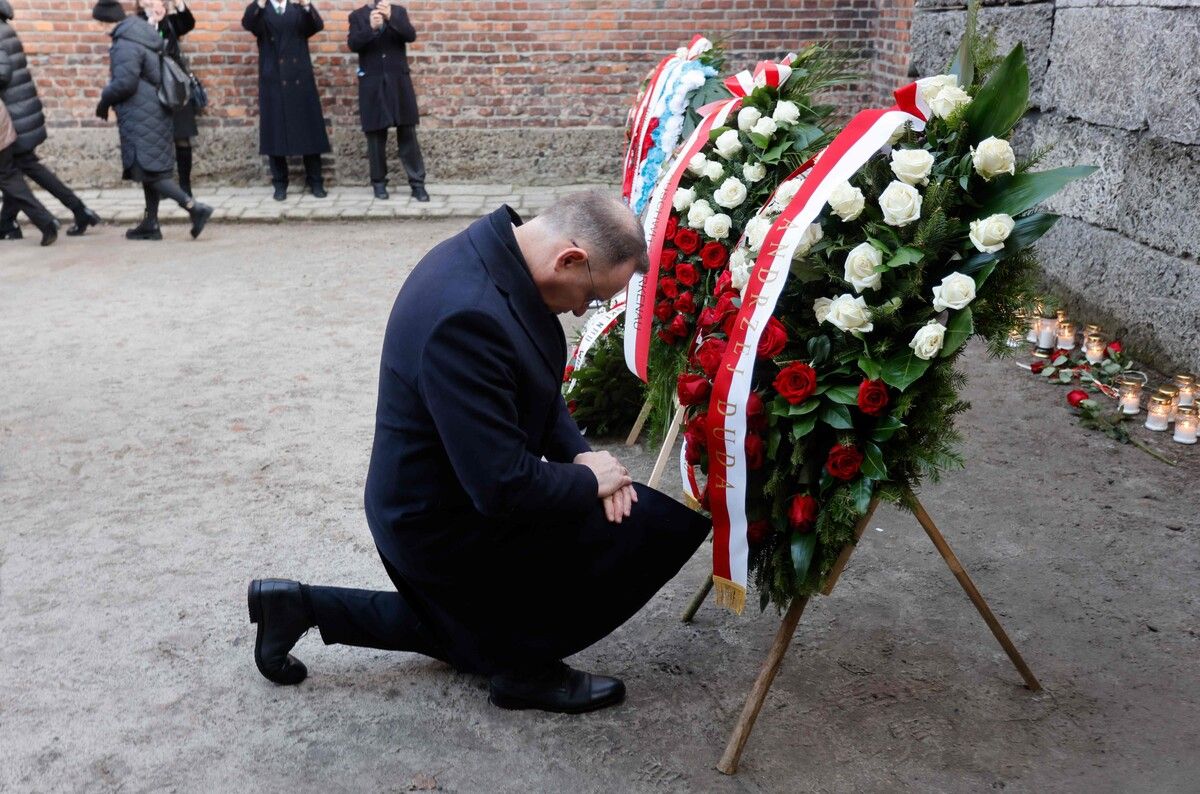 Polens Staatspräsident Andrzej Duda gestern bei den Gedenkfeierlichkeiten im ehemaligen deutschen Konzentrationslager Auschwitz. afp